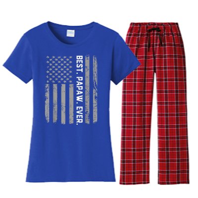 Best Papaw Ever Vintage American Flag Women's Flannel Pajama Set