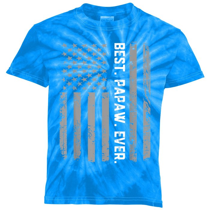 Best Papaw Ever Vintage American Flag Kids Tie-Dye T-Shirt