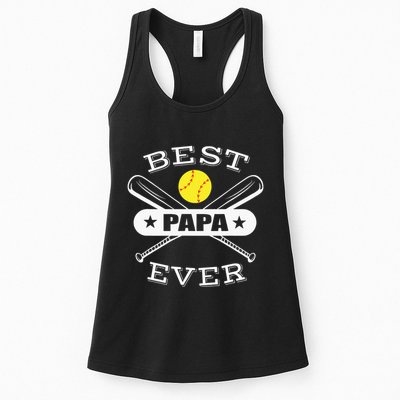 Best Papa Ever Gift For Softball Grandpa Grandfather Womens Tank Top
