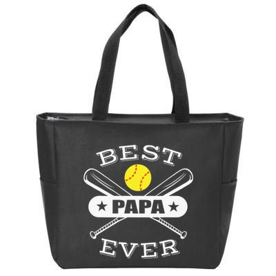 Best Papa Ever Gift For Softball Grandpa Grandfather Zip Tote Bag
