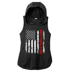 Best Papa Ever American Flag Funny Gift For Grandpa Fathers Day Gift Ladies PosiCharge Tri-Blend Wicking Draft Hoodie Tank