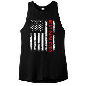 Best Papa Ever American Flag Funny Gift For Grandpa Fathers Day Gift Ladies PosiCharge Tri-Blend Wicking Tank