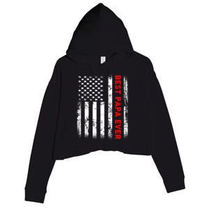 Best Papa Ever American Flag Funny Gift For Grandpa Fathers Day Gift Crop Fleece Hoodie