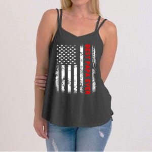 Best Papa Ever American Flag Funny Gift For Grandpa Fathers Day Gift Women's Strappy Tank