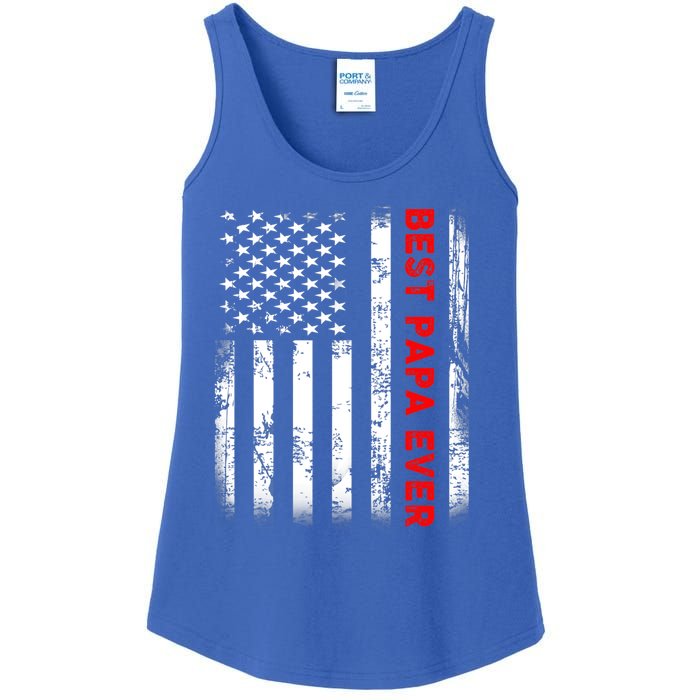 Best Papa Ever American Flag Funny Gift For Grandpa Fathers Day Gift Ladies Essential Tank