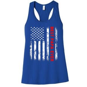 Best Papa Ever American Flag Funny Gift For Grandpa Fathers Day Gift Women's Racerback Tank