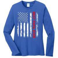 Best Papa Ever American Flag Funny Gift For Grandpa Fathers Day Gift Ladies Long Sleeve Shirt