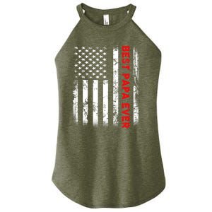 Best Papa Ever American Flag Funny Gift For Grandpa Fathers Day Gift Women's Perfect Tri Rocker Tank