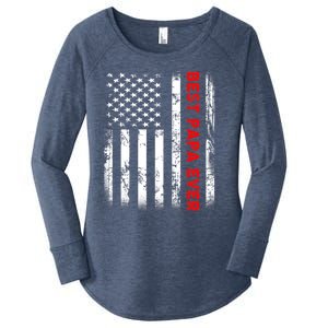 Best Papa Ever American Flag Funny Gift For Grandpa Fathers Day Gift Women's Perfect Tri Tunic Long Sleeve Shirt