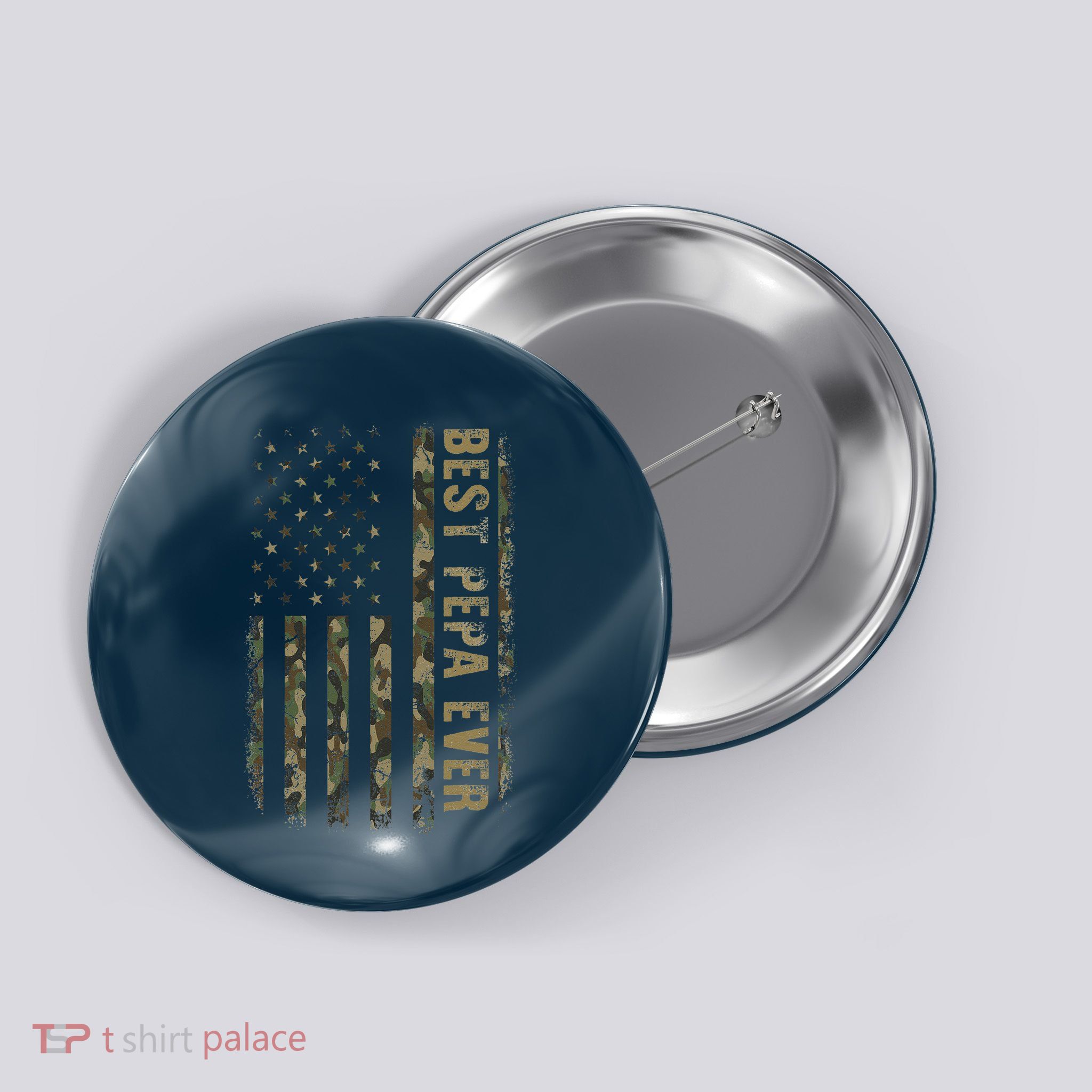 Best Pepa Ever Camouflage American Flag Fathers Day Button