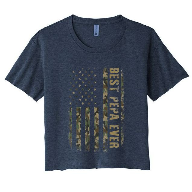 Best Pepa Ever Camouflage American Flag Fathers Day Crop Top