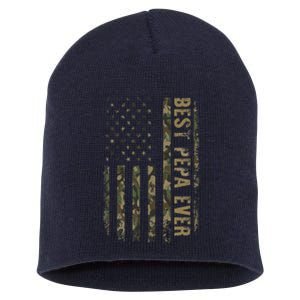 Best Pepa Ever Camouflage American Flag Fathers Day Short Acrylic Beanie