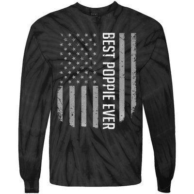 Best Poppie Ever American Flag Gifts For Fathers Day Tie-Dye Long Sleeve Shirt