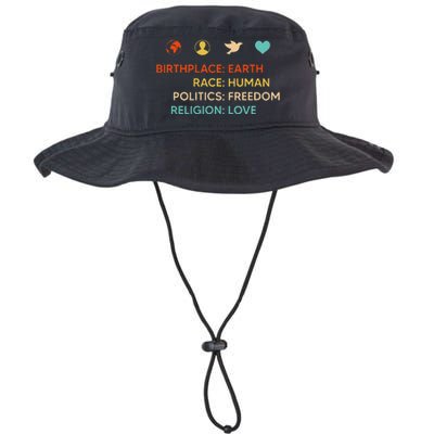 Birth Place Earth Race Human Politics Freedom Religion Love Legacy Cool Fit Booney Bucket Hat