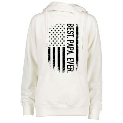 Best Papa Ever With Us American Flag For Father's Day Gift Womens Funnel Neck Pullover Hood