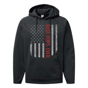 Best Pops Ever US American Flag Gifts For Father's Day Performance Fleece Hoodie