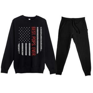 Best Pops Ever US American Flag Gifts For Father's Day Premium Crewneck Sweatsuit Set