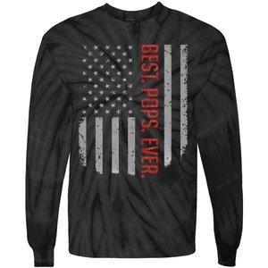 Best Pops Ever US American Flag Gifts For Father's Day Tie-Dye Long Sleeve Shirt