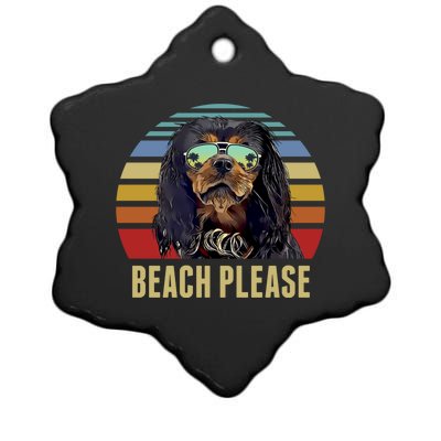 Beach Please English Toy Spaniel Dog Funny Summer Gift Ceramic Star Ornament