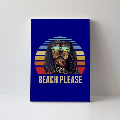 Beach Please English Toy Spaniel Dog Funny Summer Gift Canvas