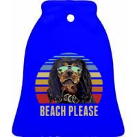 Beach Please English Toy Spaniel Dog Funny Summer Gift Ceramic Bell Ornament