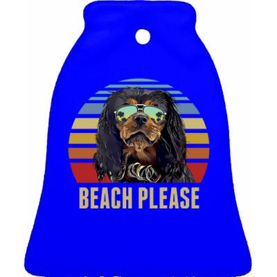 Beach Please English Toy Spaniel Dog Funny Summer Gift Ceramic Bell Ornament