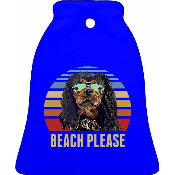 Beach Please English Toy Spaniel Dog Funny Summer Gift Ceramic Bell Ornament