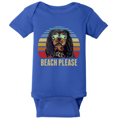 Beach Please English Toy Spaniel Dog Funny Summer Gift Baby Bodysuit