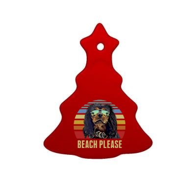 Beach Please English Toy Spaniel Dog Funny Summer Gift Ceramic Tree Ornament