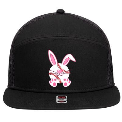Baseball Player Easter Bunny Ears Easter Day Gift 7 Panel Mesh Trucker Snapback Hat