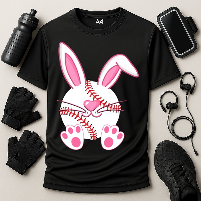 Baseball Player Easter Bunny Ears Easter Day Gift Cooling Performance Crew T-Shirt
