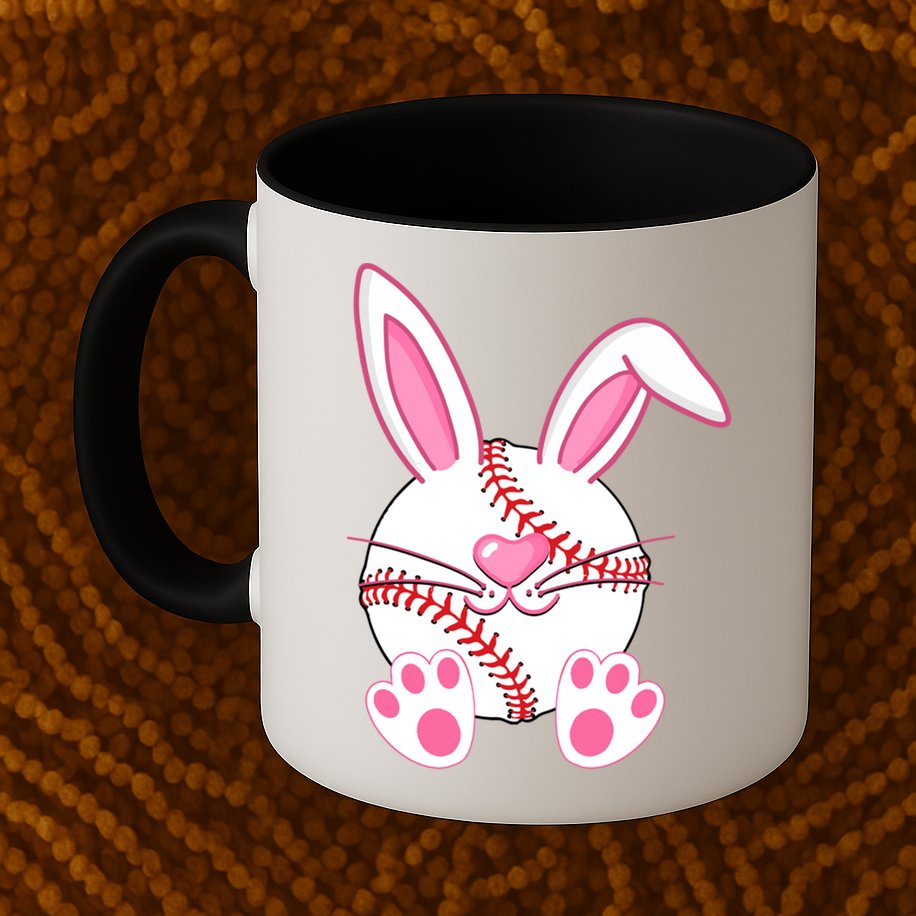 Baseball Player Easter Bunny Ears Easter Day Gift Mug