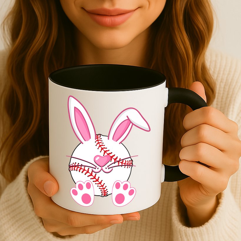 Baseball Player Easter Bunny Ears Easter Day Gift Mug