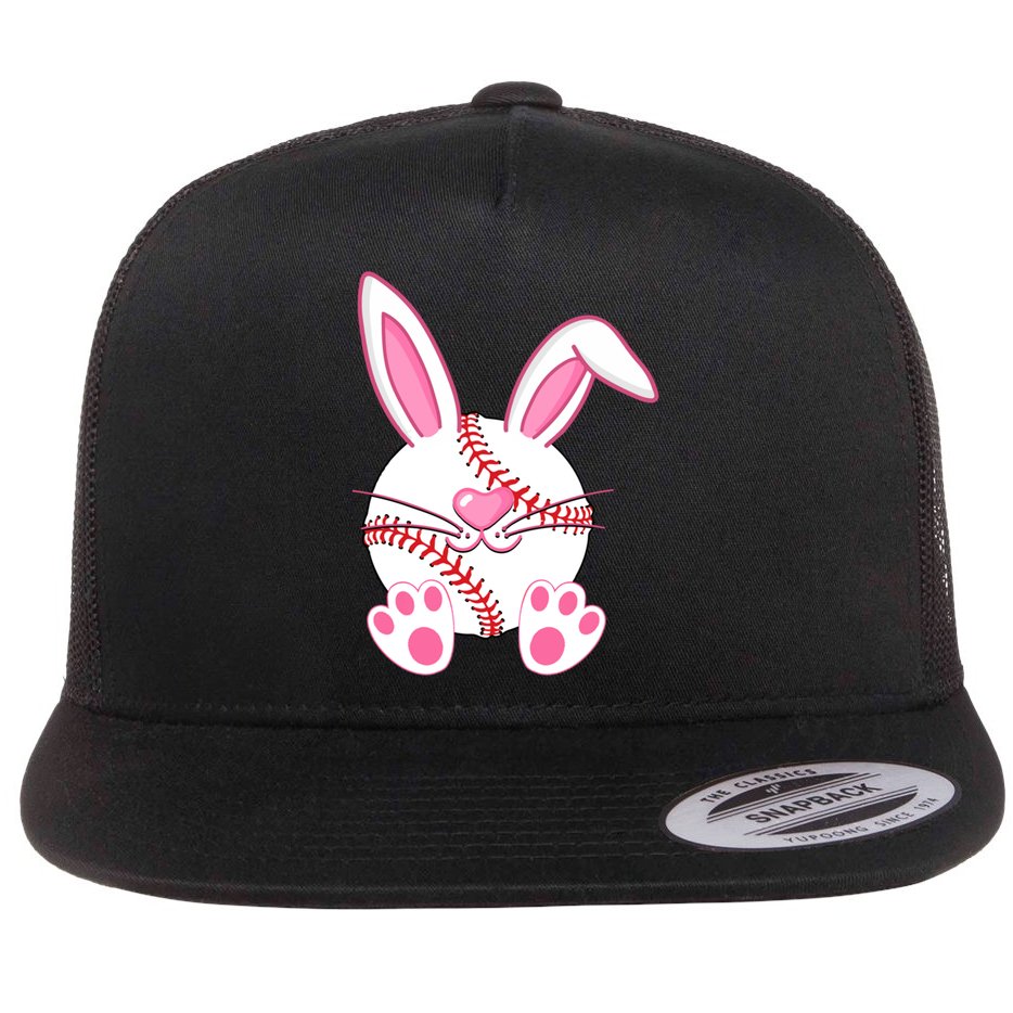 Baseball Player Easter Bunny Ears Easter Day Gift Flat Bill Trucker Hat