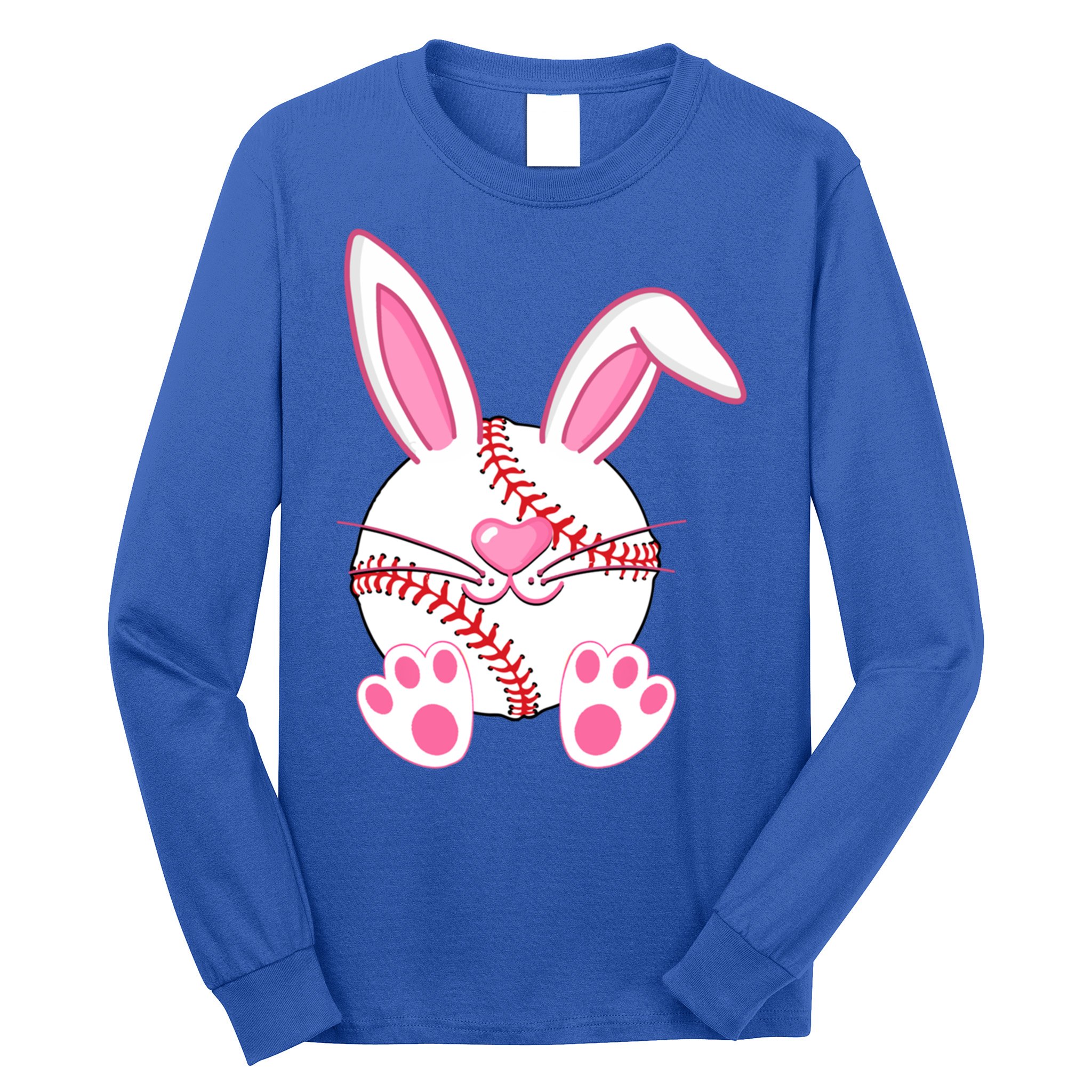 Baseball Player Easter Bunny Ears Easter Day Gift Long Sleeve Shirt