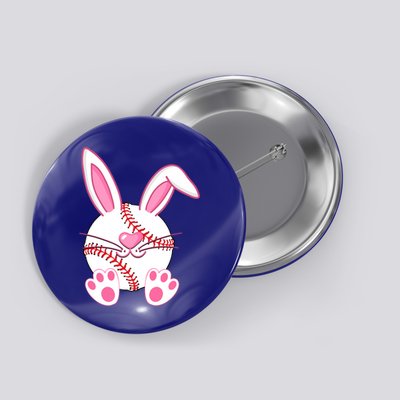 Baseball Player Easter Bunny Ears Easter Day Gift Button
