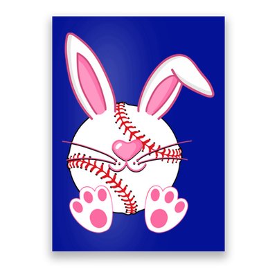 Baseball Player Easter Bunny Ears Easter Day Gift Poster