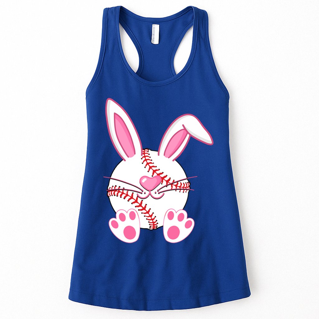 Baseball Player Easter Bunny Ears Easter Day Gift Womens Tank Top
