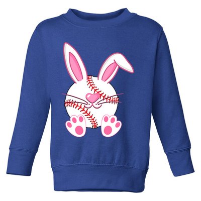 Baseball Player Easter Bunny Ears Easter Day Gift Toddler Sweatshirt