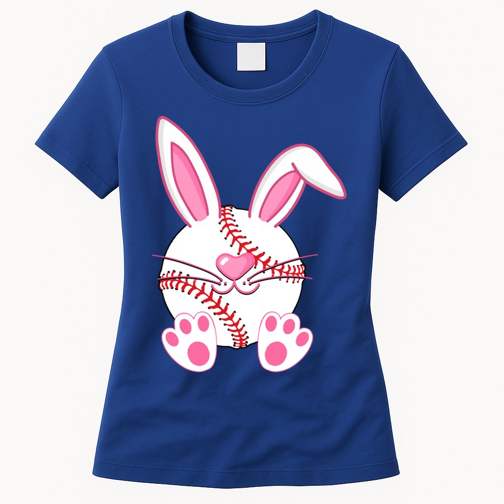 Baseball Player Easter Bunny Ears Easter Day Gift Womens T-Shirt