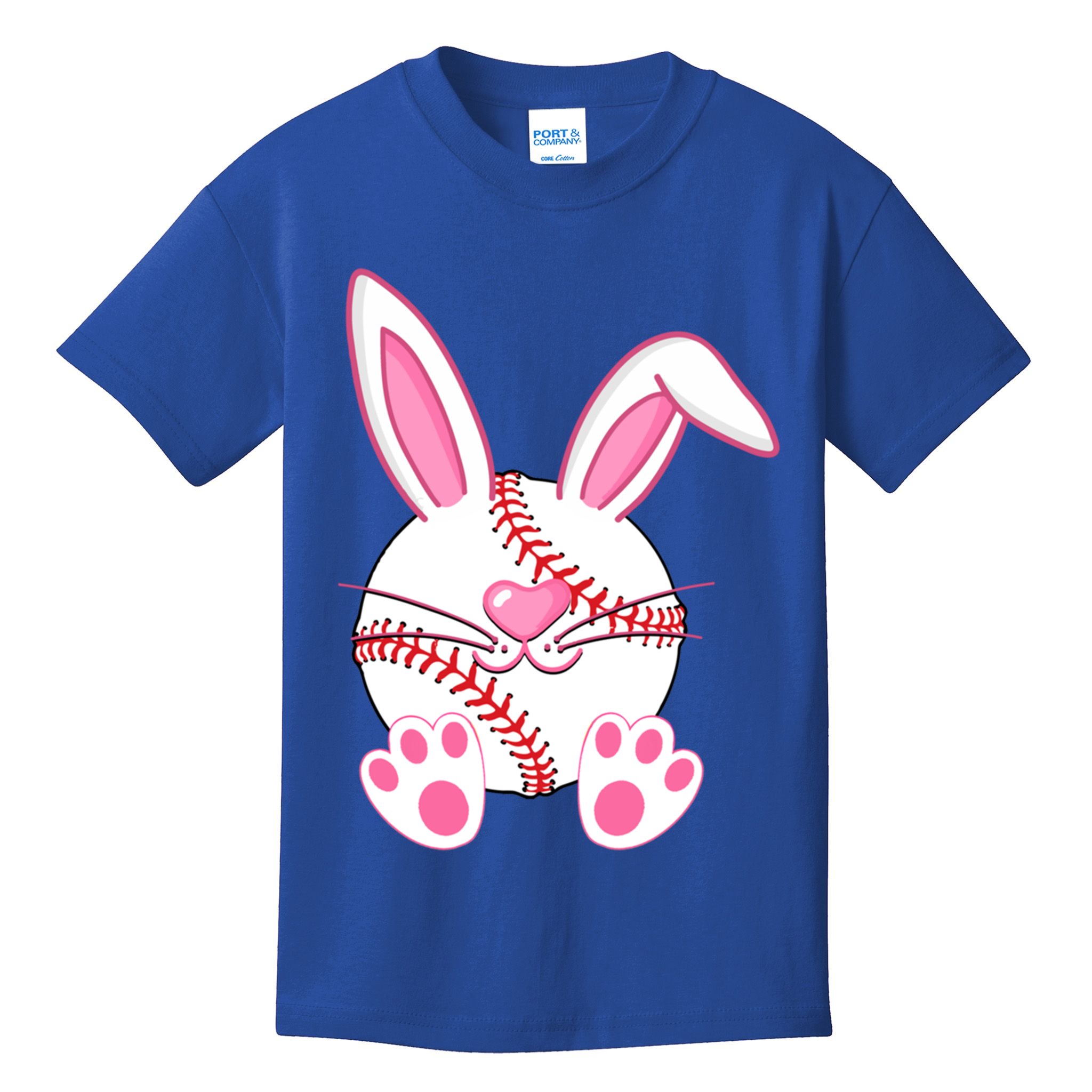 Baseball Player Easter Bunny Ears Easter Day Gift Kids T-Shirt