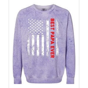 Best Papa Ever American Flag Funny Gift For Grandpa Fathers Day Gift Colorblast Crewneck Sweatshirt