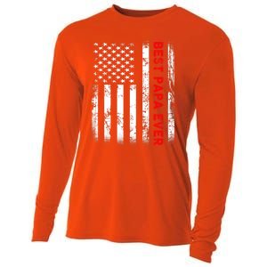 Best Papa Ever American Flag Funny Gift For Grandpa Fathers Day Gift Cooling Performance Long Sleeve Crew