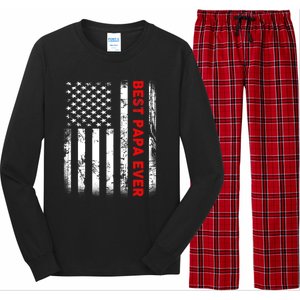 Best Papa Ever American Flag Funny Gift For Grandpa Fathers Day Gift Long Sleeve Pajama Set