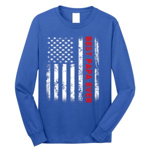 Best Papa Ever American Flag Funny Gift For Grandpa Fathers Day Gift Long Sleeve Shirt