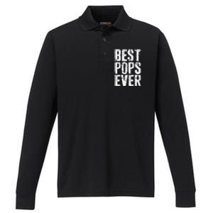 Best Pops Ever Fathers Day Grandfather Performance Long Sleeve Polo