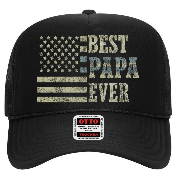 Best Papa Ever American Flag Usa Flag High Crown Mesh Back Trucker Hat