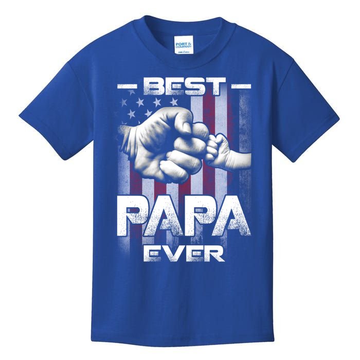 Best Papa Ever Fistcool Giftbump Usa Flag Father's Day Gift Kids T-Shirt