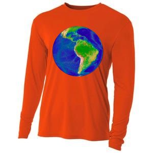 Beautiful Planet Earth South America Gift Cooling Performance Long Sleeve Crew