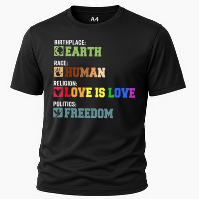 Birth Place Earth Race Human Politics Freedom Religion Love Performance Shirt